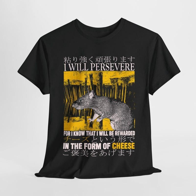 I Will Persevere Vintage Japanese Rat T-Shirt Hoodie, Sweatshirt | UrbanDripWear.com