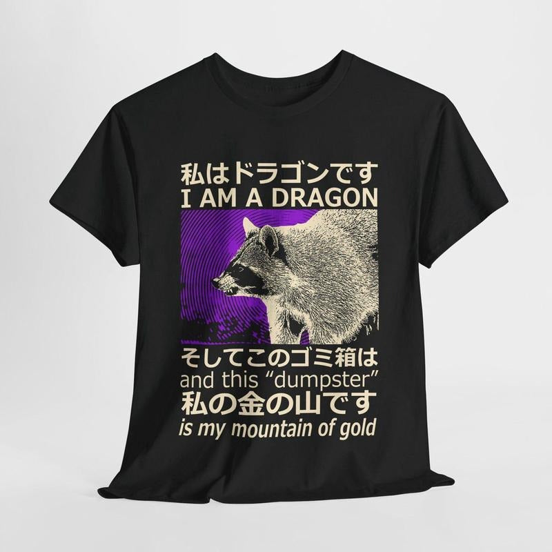 I am a Dragon Raccoon Purple Vintage Japanese T-Shirt Hoodie, Sweatshirt | UrbanDripWear.com