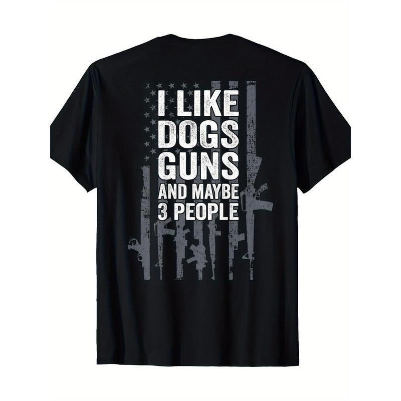 I like dog guns and maybe 3 people - Interesting guns - ON BACK T-shirt made in usa Hoodie, Sweatshirt | UrbanDripWear.com