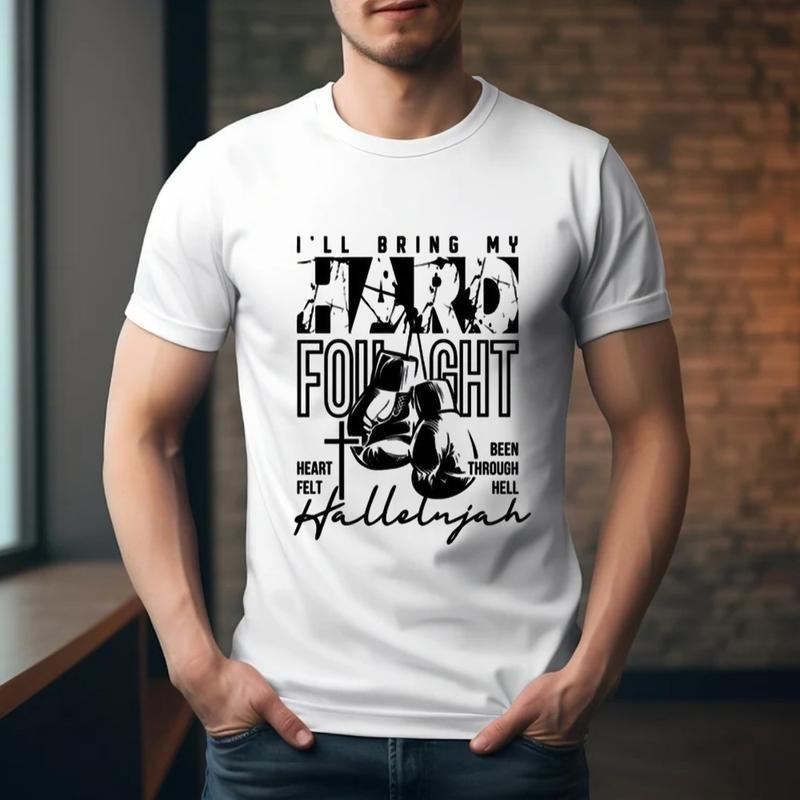 I'll Bring My Hard Fought Heartfelt Been Through Hell Hallelujah Tee Pure Cotton Fabric Casual Streetstyle Crew Neck...