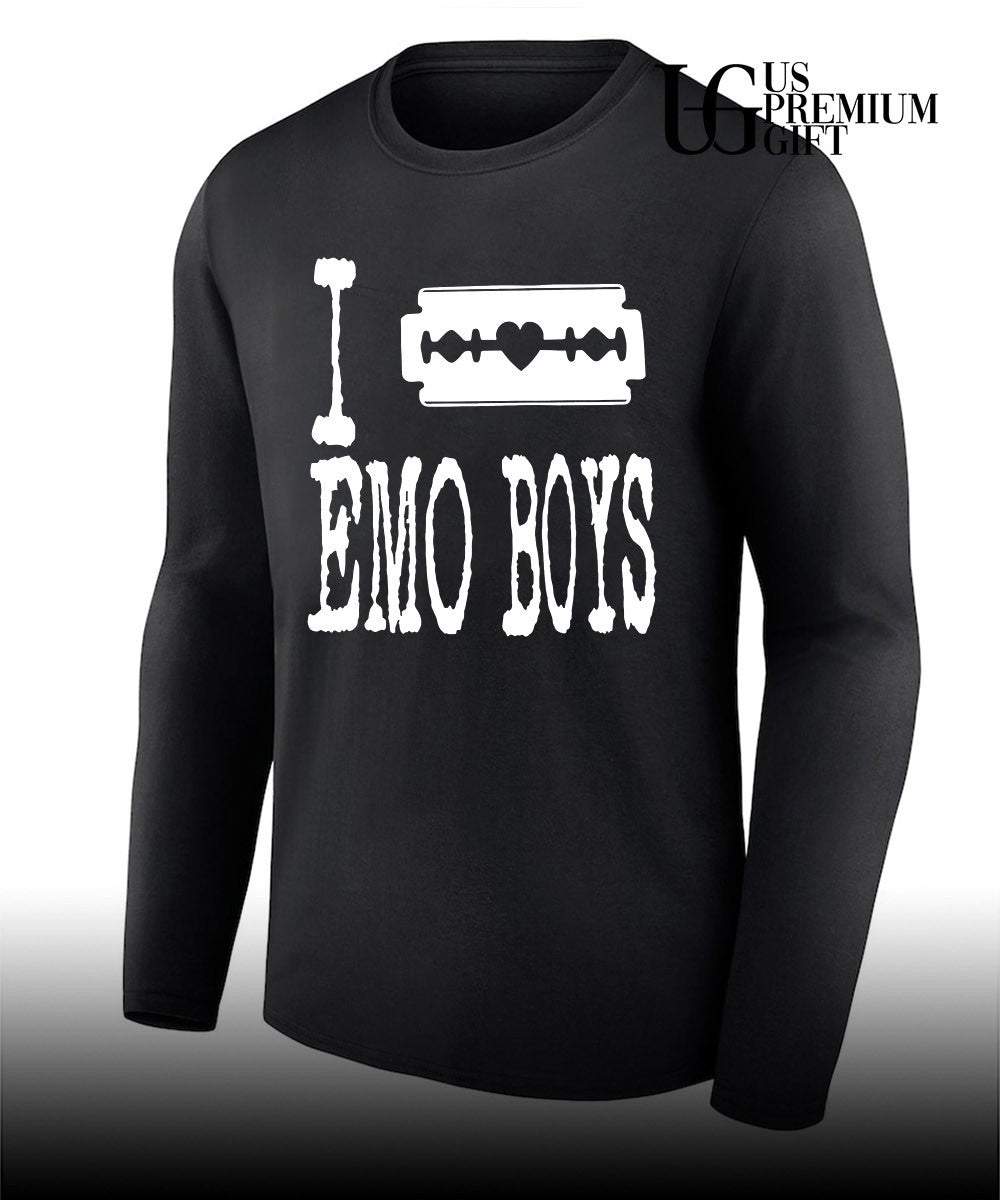 I love emo boys heart razor blade shirt