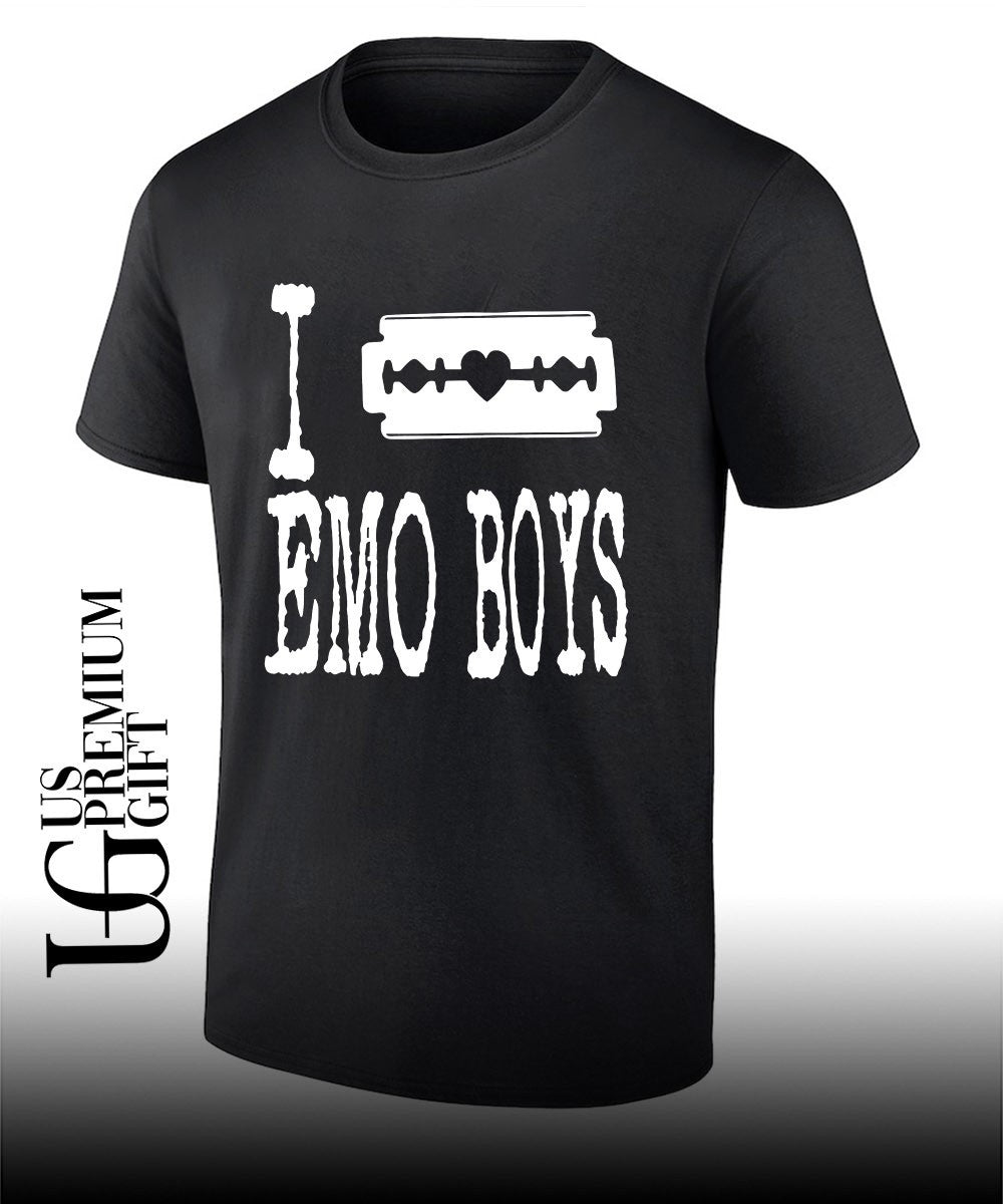 I love emo boys heart razor blade shirt