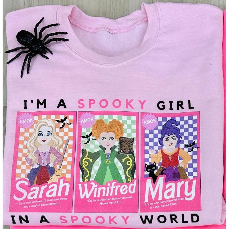 'I'm A Spooky Girl, In A Spooky World' Crewneck Sweatshirt T-Shirts, Hoodie | UrbanDripWear.com