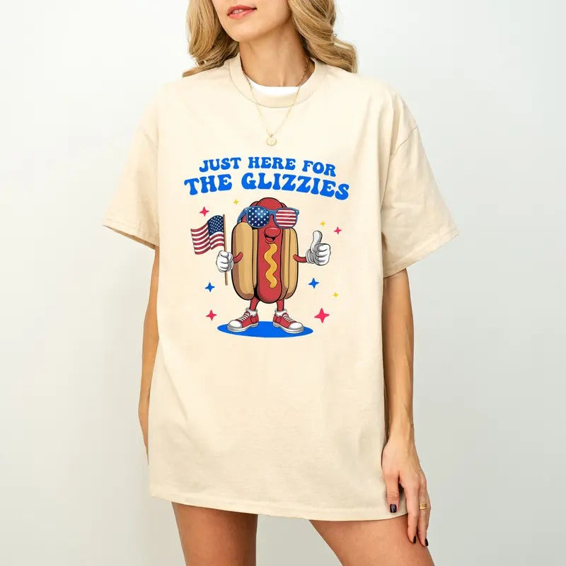 I'm Just Here For The Glizzies Funny Fourth of July Wiener T-Shirt Hoodie, Sweatshirt | UrbanDripWear.com