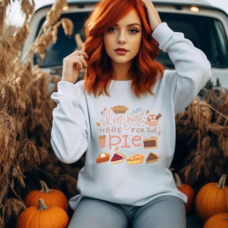 I'm Just Here For The Pie Crewneck Sweatshirt, Cute Sweatshirt For Thanksgiving Dinner, Christmas Sweatshirt, Gifts For ,...