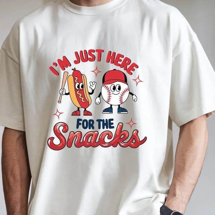I'm Just Here For The Snacks Baseball Tshirt, Baseball Tee, Cute Baseball Season Shirt Hoodie, Sweatshirt | UrbanDripWear.com