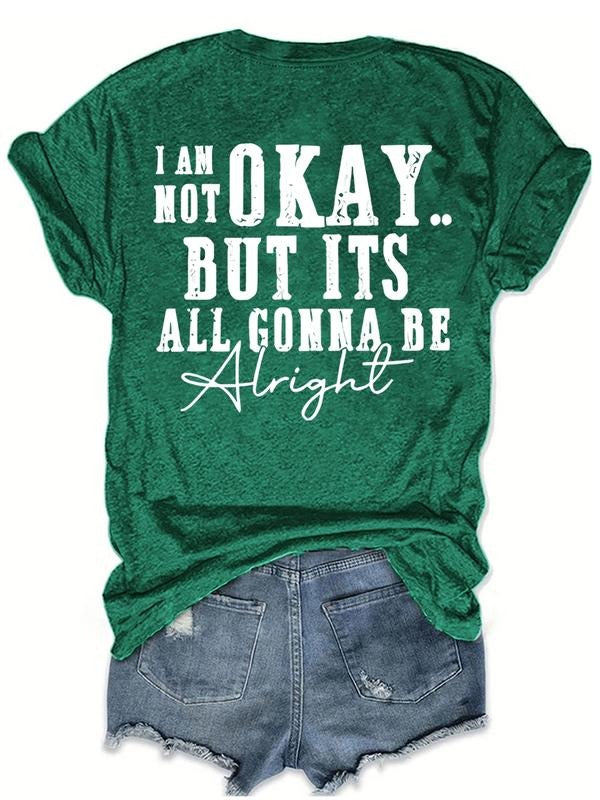 I'm Not Okay but Everything Will Be Fine Printed Fashion Retro Women's Summer Casual Athletic T-Shirt S-Xxl, Comfortable...