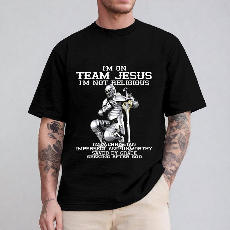 I'm On Team Jesus T-Shirt Casual Style Crew Neck Short Sleeve T-Shirt Tops Trendy for Unisex, Perfect Gift Hoodie, Sweatshirt