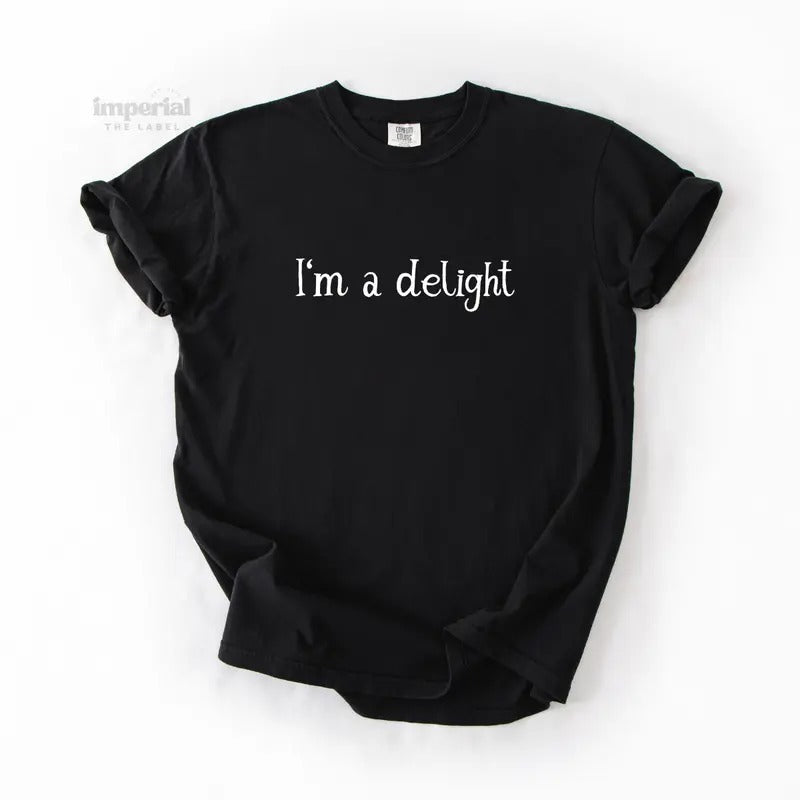 I'm a Delight Comfort Colors T-Shirt , Vintage Graphic Tee, Soft Garment-Dyed Cotton, Unisex Relaxed Fit, Casual...