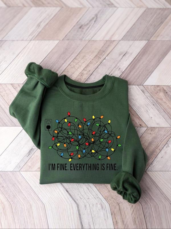 I'm fine, everything's fine. Christmas sweatshirt, ladies' sweatshirt, ladies' Christmas lantern sweatshirt T-Shirts, Hoodie