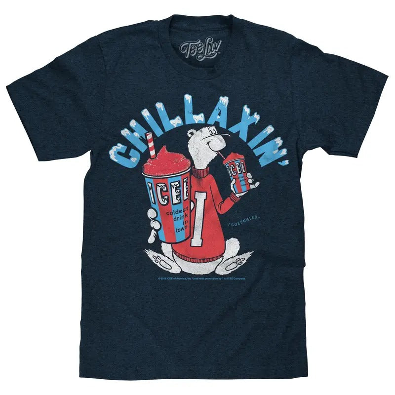 ICEE Chillaxin' Faded Logo T-Shirt - Navy Hoodie, Sweatshirt | UrbanDripWear.com