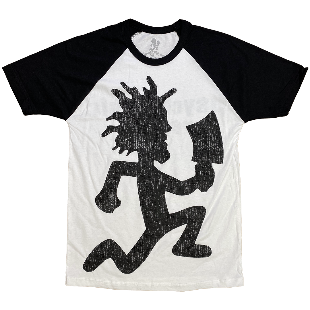 "Hatchetman Vintage" Raglan T-Shirt In White And Black