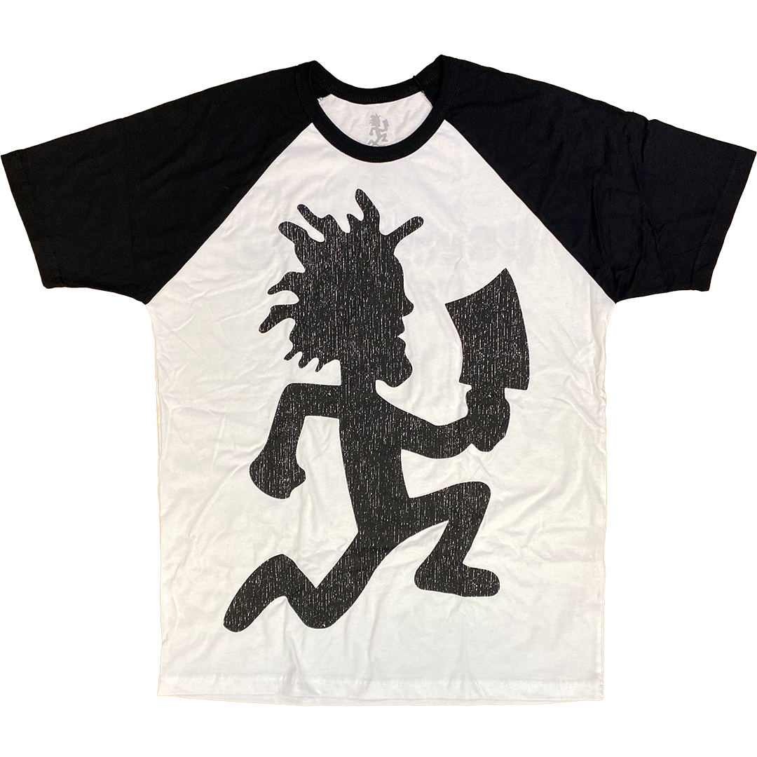 "Hatchetman Vintage" Raglan T-Shirt In White And Black