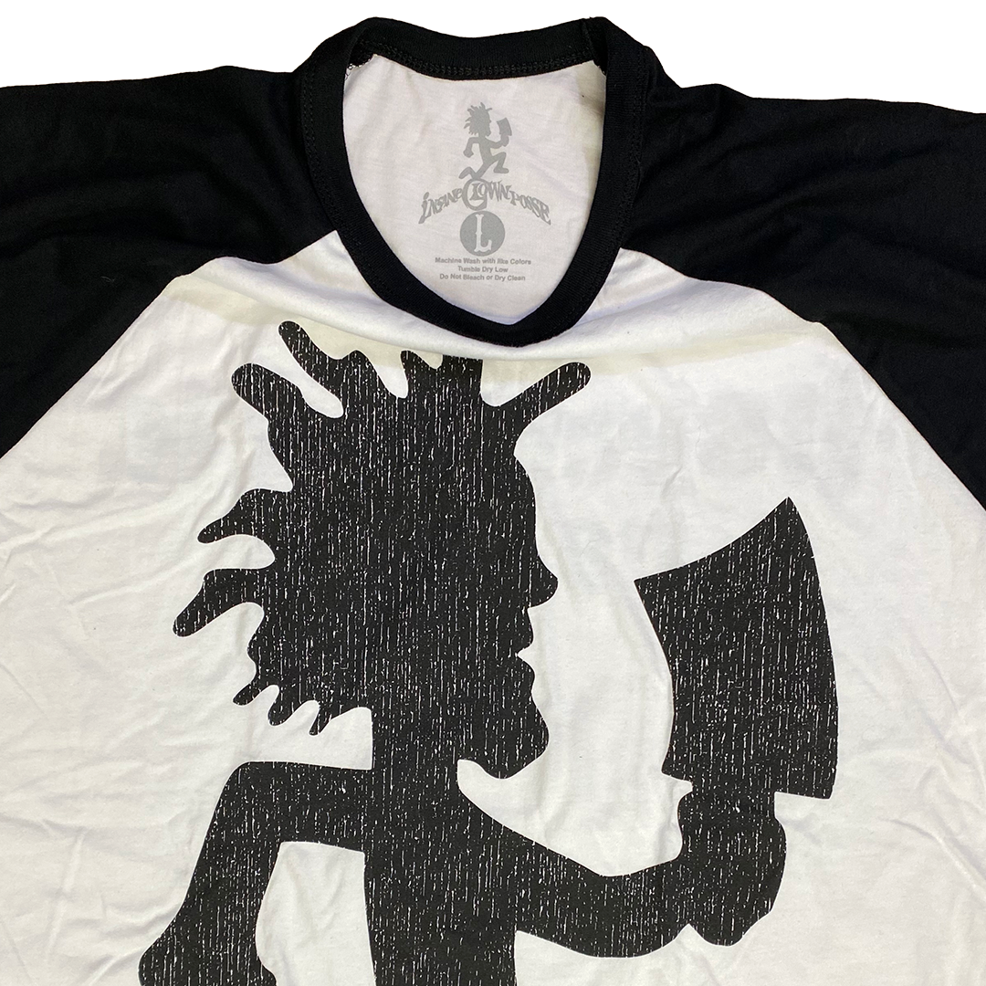 "Hatchetman Vintage" Raglan T-Shirt In White And Black