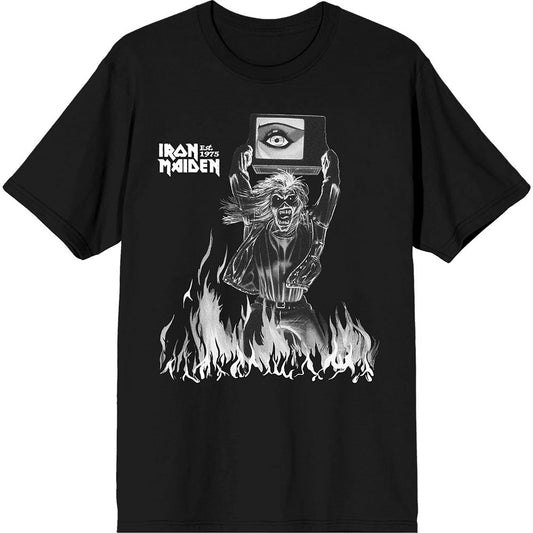 IRON MAIDEN Attractive T-Shirt, Est. 1975 Holy Smoke Flames