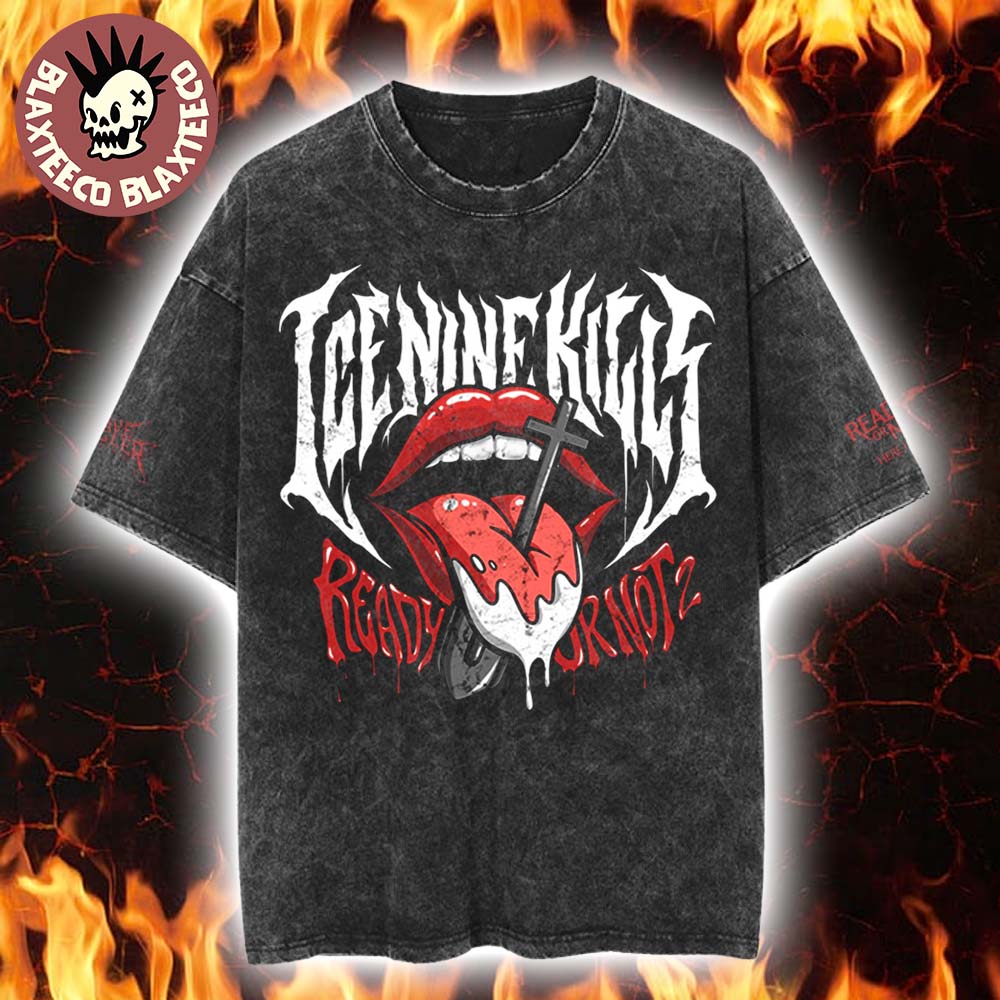 Ice Nine Kills Grave Diggler X Ready Or Not 2 Here I Come Merch Tongue Shovel Vintage Washed Tee