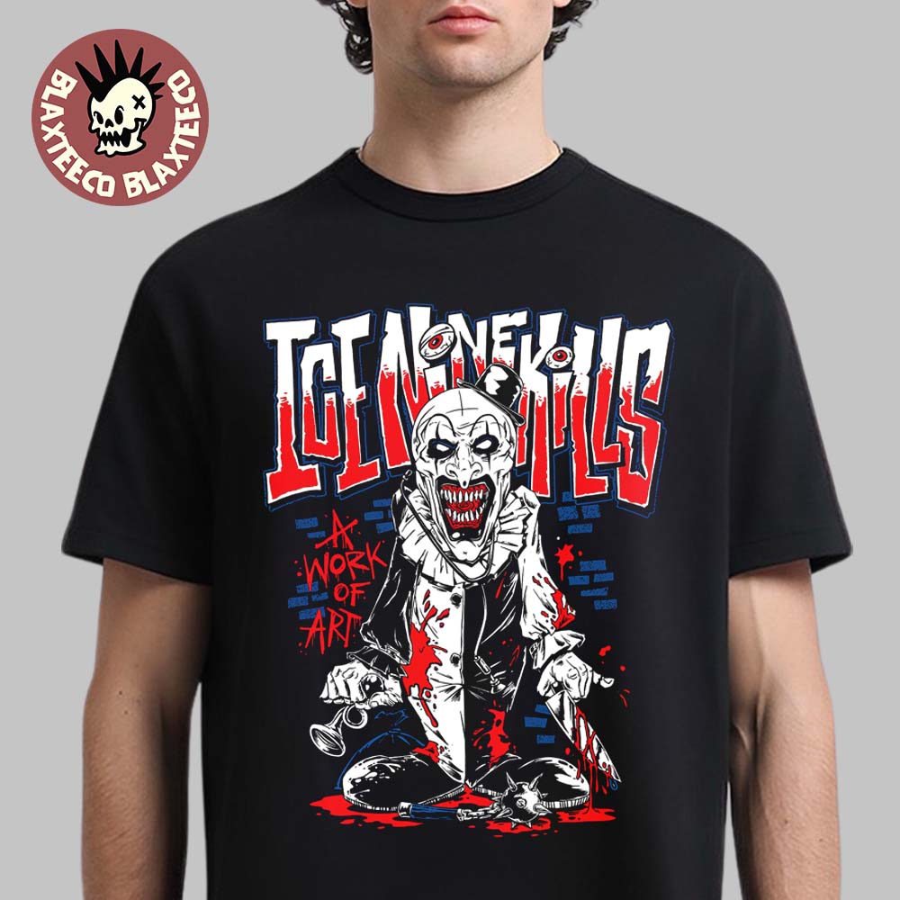 Ice Nine Kills Silver Scream Con London 2025 A Work of Art Cartoon T-Shirt