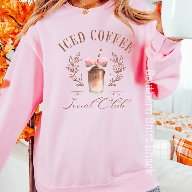 Iced Coffee Bow Sweatshirt T-Shirts, Hoodie | UrbanDripWear.com