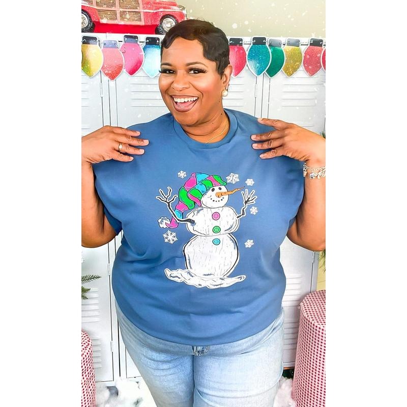 Icy Snowman Christmas Graphic T-Shirt Hoodie, Sweatshirt | UrbanDripWear.com
