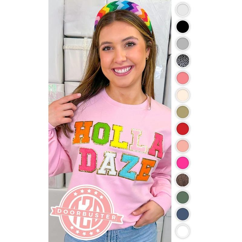 Ideal Chenille Holla Daze Sweatshirt T-Shirts, Hoodie | UrbanDripWear.com