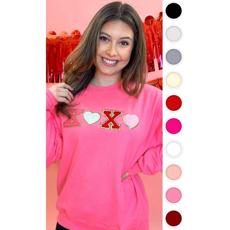 Ideal Chenille XOXO Heart Sweatshirt T-Shirts, Hoodie | UrbanDripWear.com