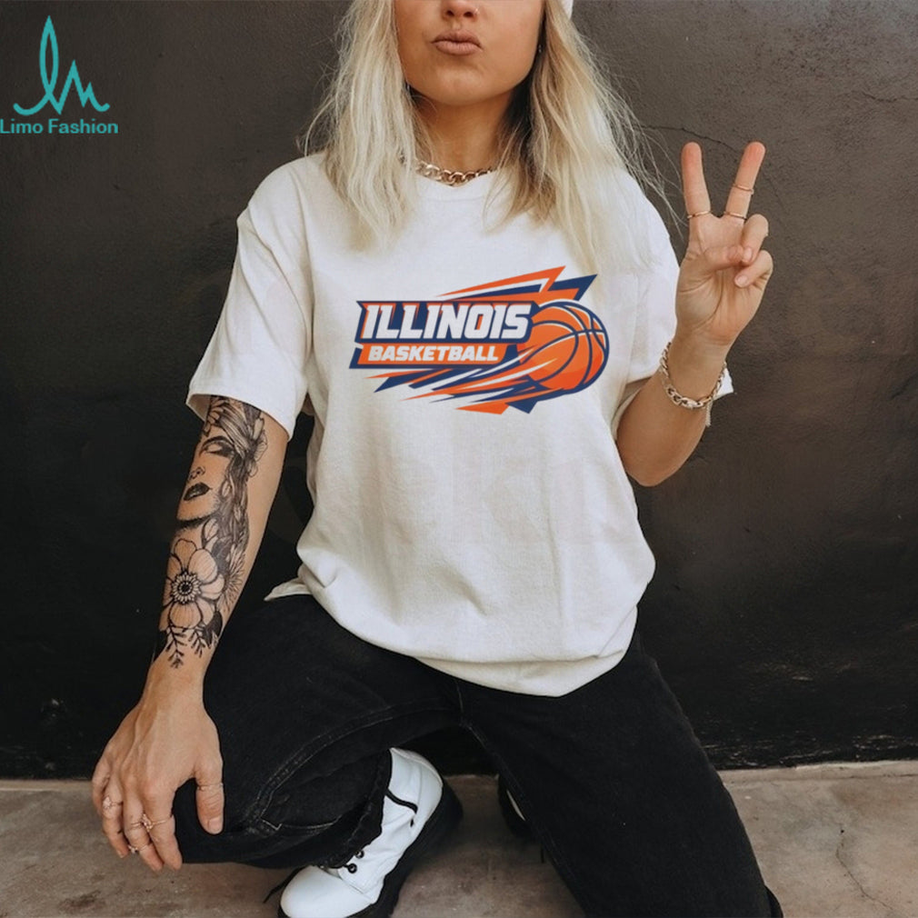 Illinois Basketball Orange and Blue Speed Logo T Shirt