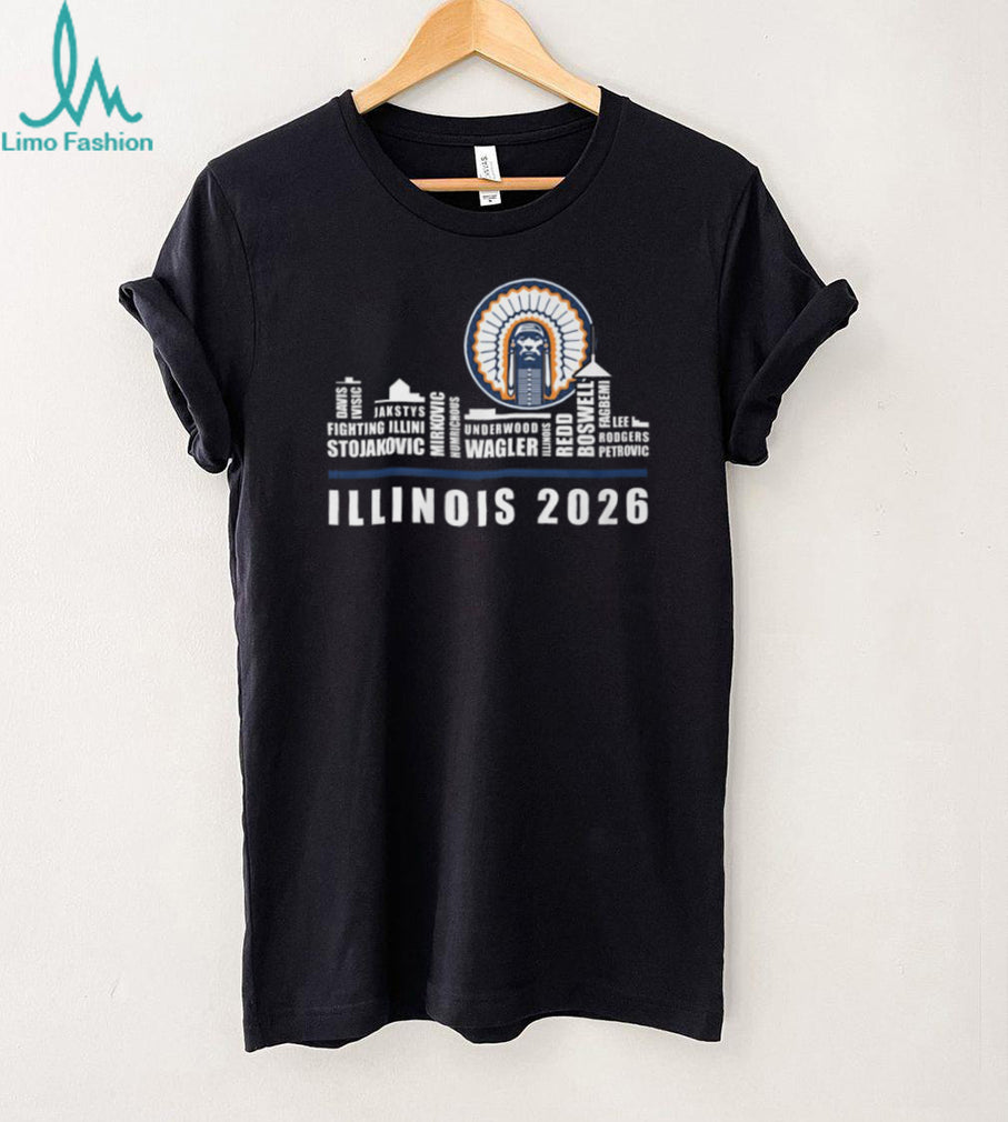 Illinois Fighting Illini 2026 Basketball Team Roster Skyline Signature T Shirt