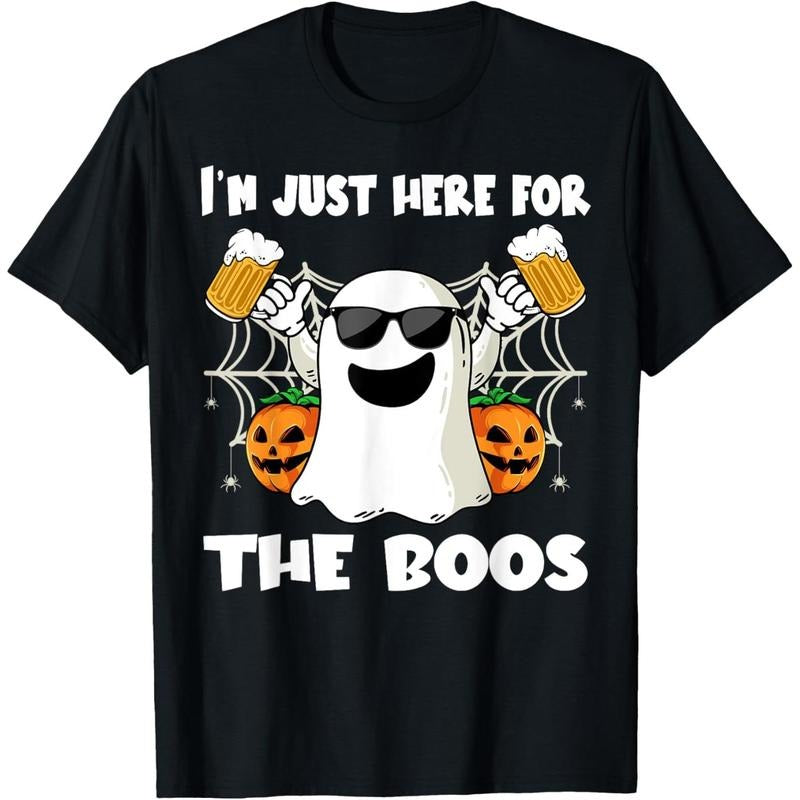 Im Just Here For The Boos Halloween Pumpkin Ghost Drink Beer T-Shirt made in us Hoodie, Sweatshirt | UrbanDripWear.com
