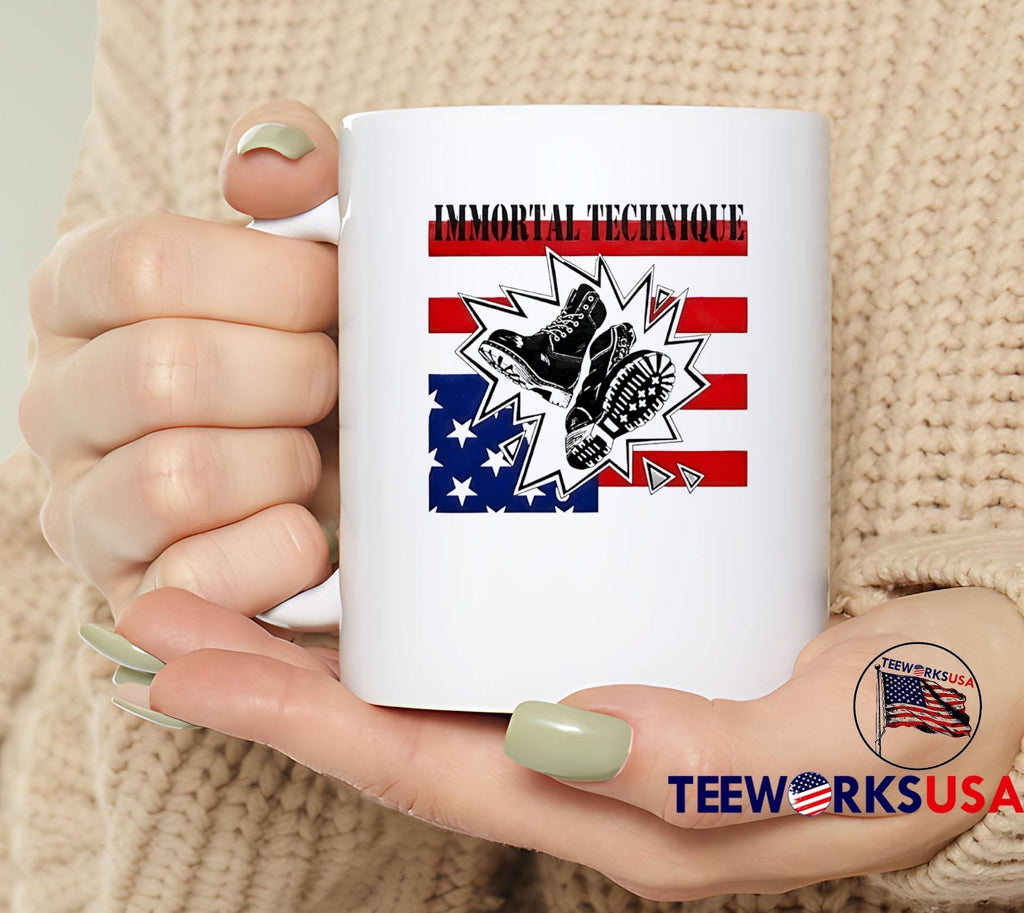 Immortal Technique Boots Stomp on Flag Graphic T-Shirt