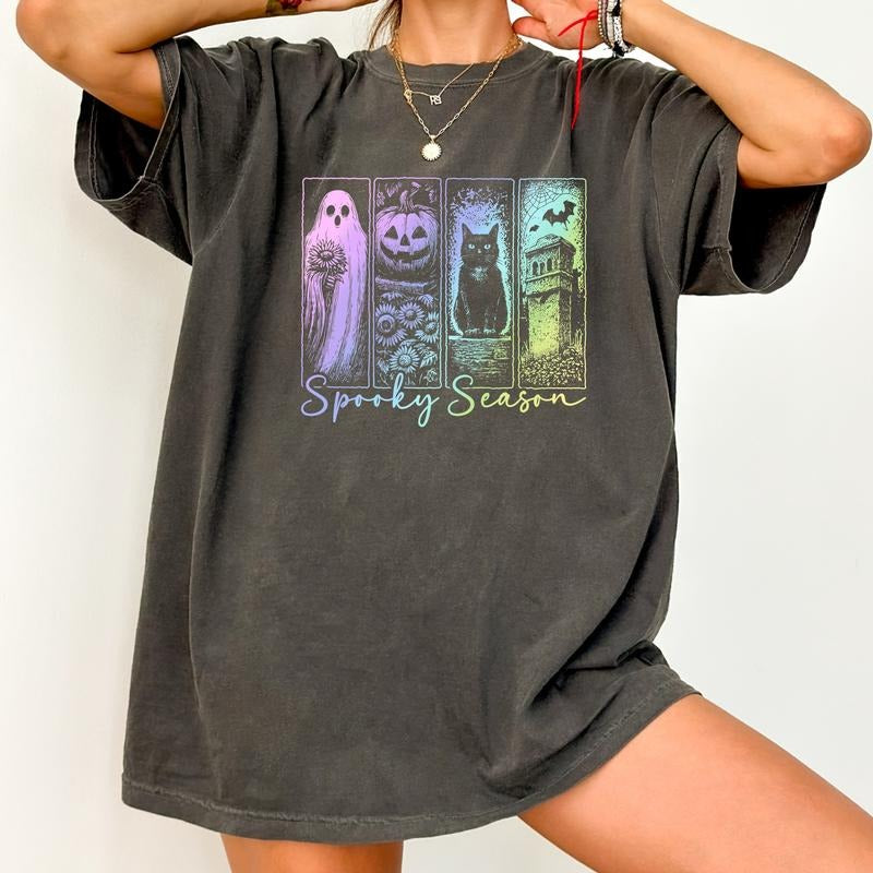 Imperial The Label Spooky Season Vintage Pastel Printed Comfort Colors T-Shirt Hoodie, Sweatshirt | UrbanDripWear.com