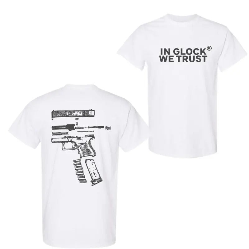 In Glock We Trust Double Sided Shirt, Vintage Shirt For Women For Men Hoodie, Sweatshirt | UrbanDripWear.com