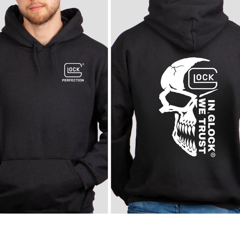 In Glock We Trust Skull Shirt, Tactical Gear for Gun Lovers Unisex Shirt Hoodie, Sweatshirt | UrbanDripWear.com