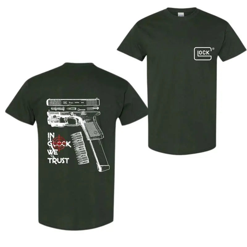In Glock We Trust Tshirt-Sweatshirt-Hoodie,  Double Side T-Shirt, All Sizes For Men and Women | UrbanDripWear.com