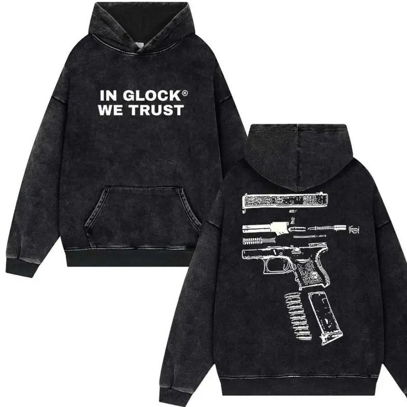 In Glock We Trust Ver Two Hoodie And Crewneck Sweatshirt for Men and Women - Double Sided Print - Classic, Menswear...