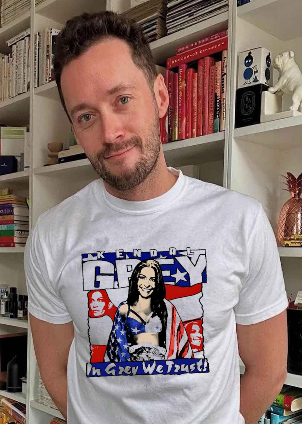 In Grey We Trust Kendal Grey American Flag Wrestling Fan T-Shirt