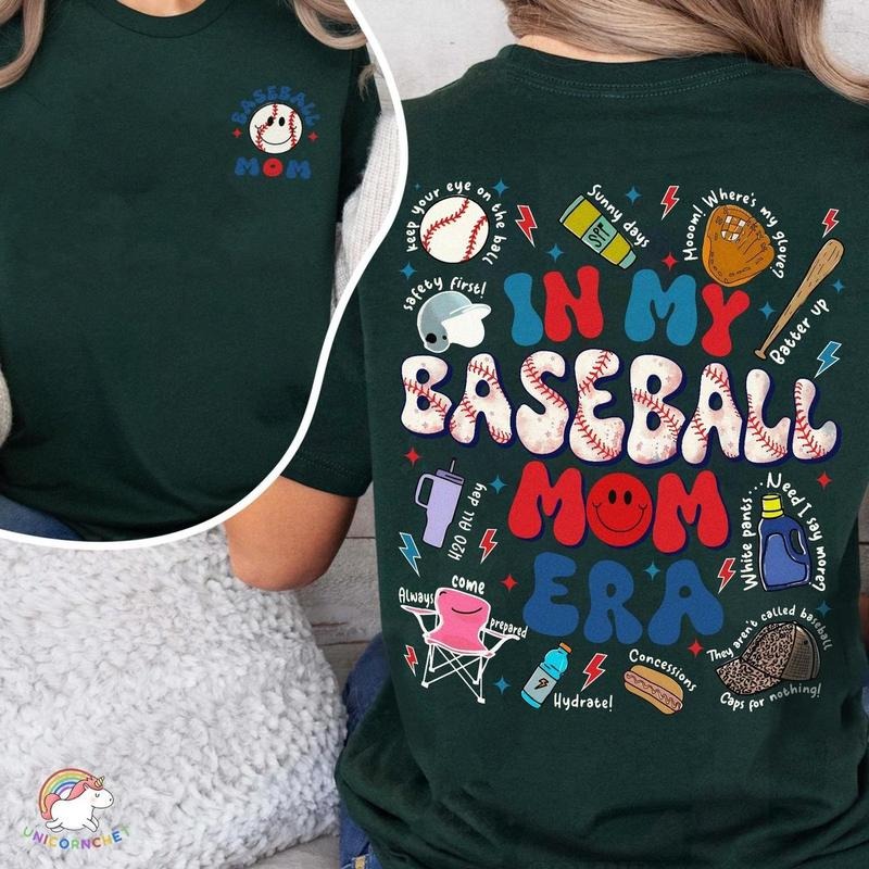 In My Baseball Mom Era T-Shirt, DRG Trendy Baseball Mama T-Shirt DRG, Gift for Baseball Mom, Game Day Baseball Team...