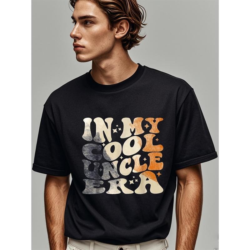 In My Cool Uncle Era Watercolor Nostalgia Family Fun T-Shirt, Uncle Birthday Gifts, Crew Neck Graphicng, Weekend Casual,...