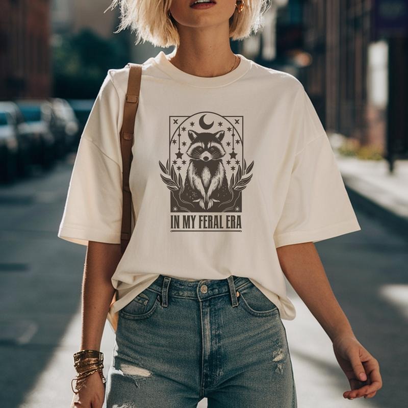 In My Feral Era Racoons Shirt Raccoon Shirt Mystical Tee Raccoon Lovers Retro Raccoon Moon Tshirt Tarot Card Shirts...