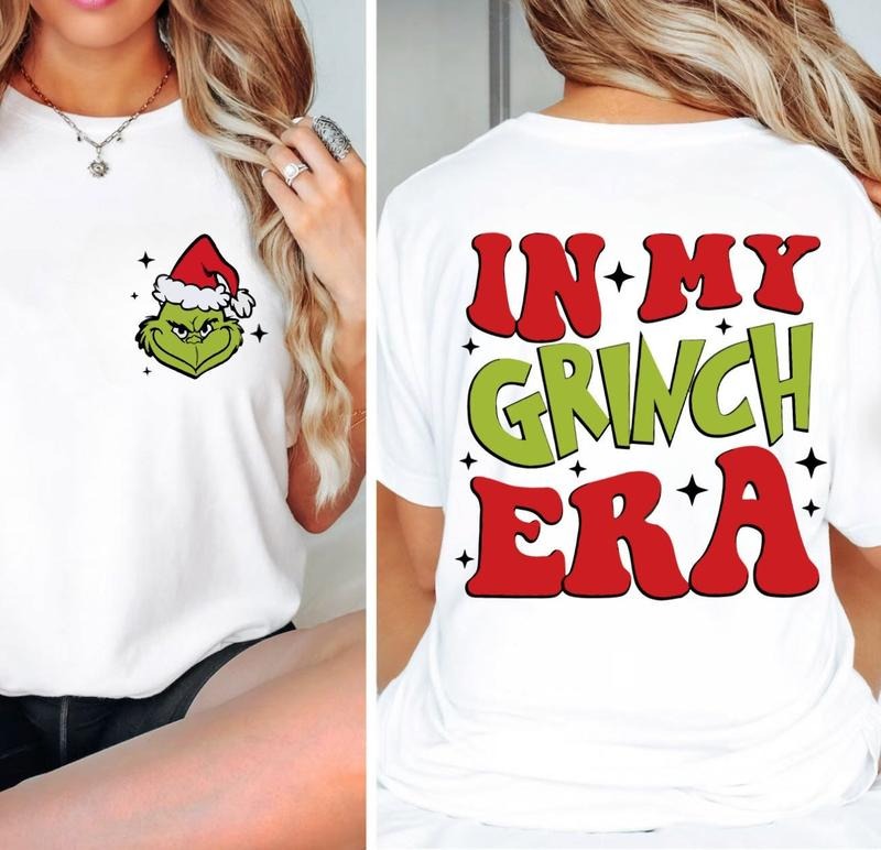 In My Grinch Era Two Sided Christmas Shirt, Grinch Era Sweatshirt, Retro Christmas Shirt, Merry Christmas T-Shirt, Merry...