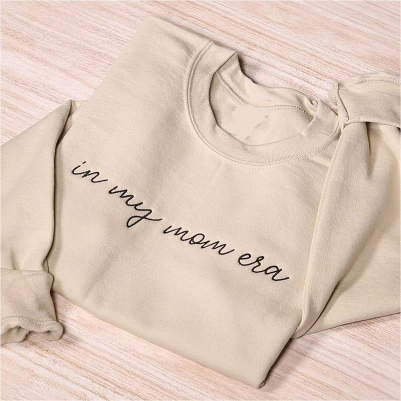 In My Mom Era Embroidered Sweatshirt, Cute Mama Embroidery Hoodie, Cool Mom Outfit, Trendy Mom Clothing, Mom Life...