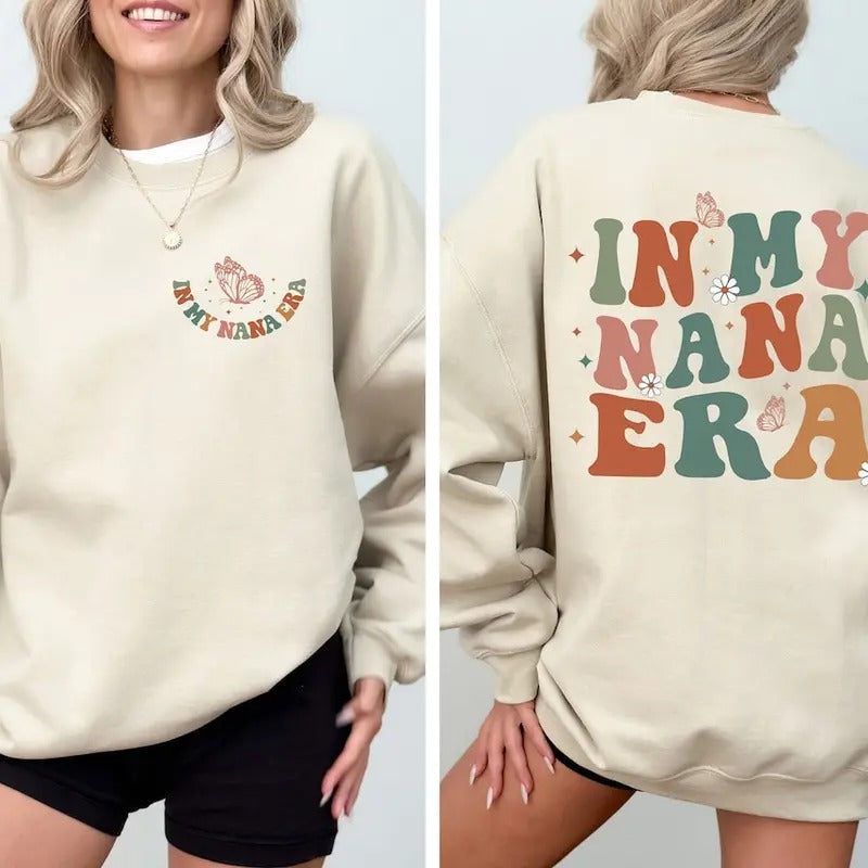 In My Nana Era Shirt, Cool Nana Shirt, Best Nana Shirt, Gift for Grandma, Cute Shirts for Grandma Cotton Top Hoodie,...