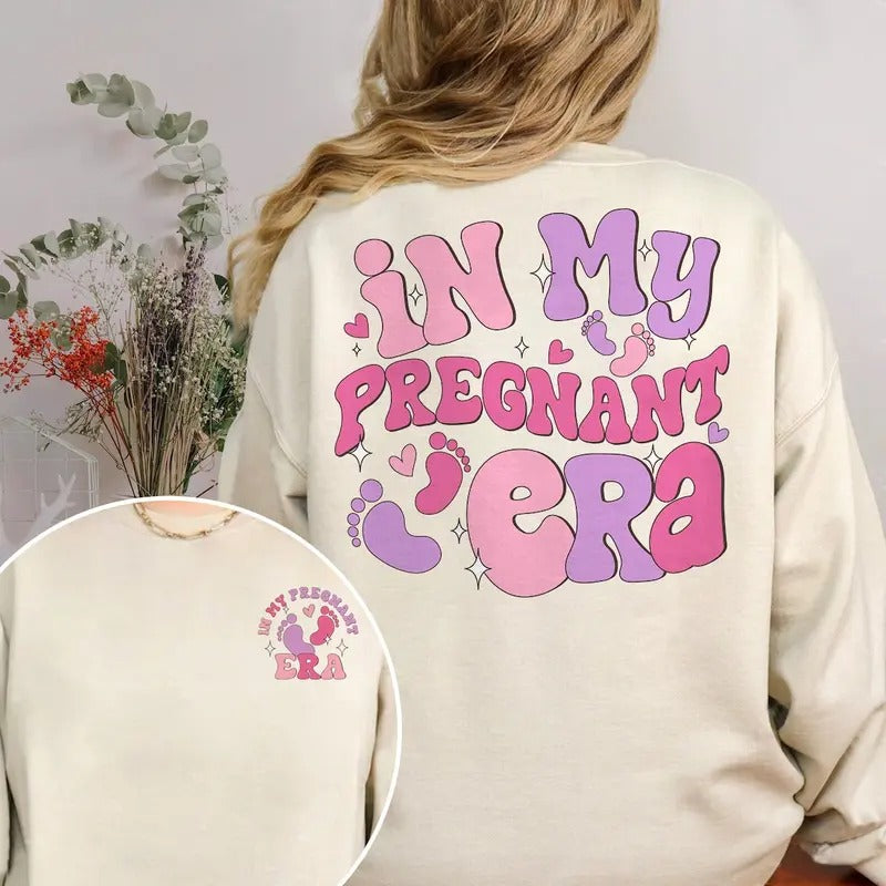 In My Pregnant Era Shirt, Pregnancy Announcement Shirt, New Mom Gift, Mother's Day Gift, Baby Shower Gift Hoodie, Sweatshirt