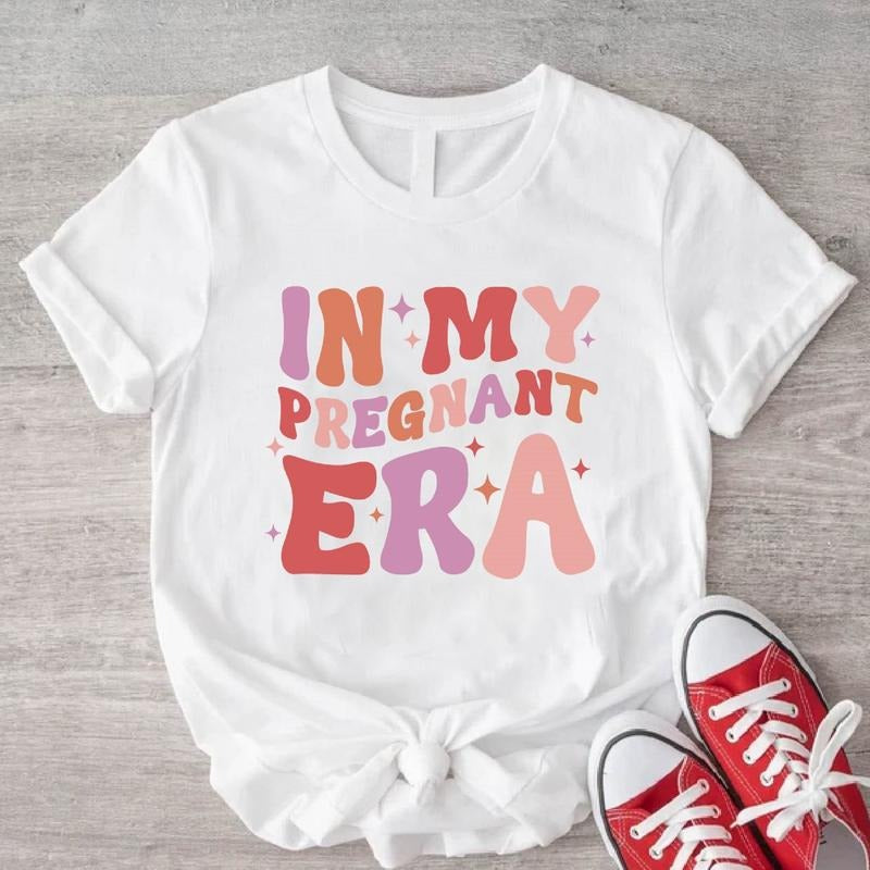 In My Pregnant Era T-Shirt, Baby Announcement Shirt, Maternity Gift Tee, Pregnancy Reveal Shirt, New Mom To Be Short...