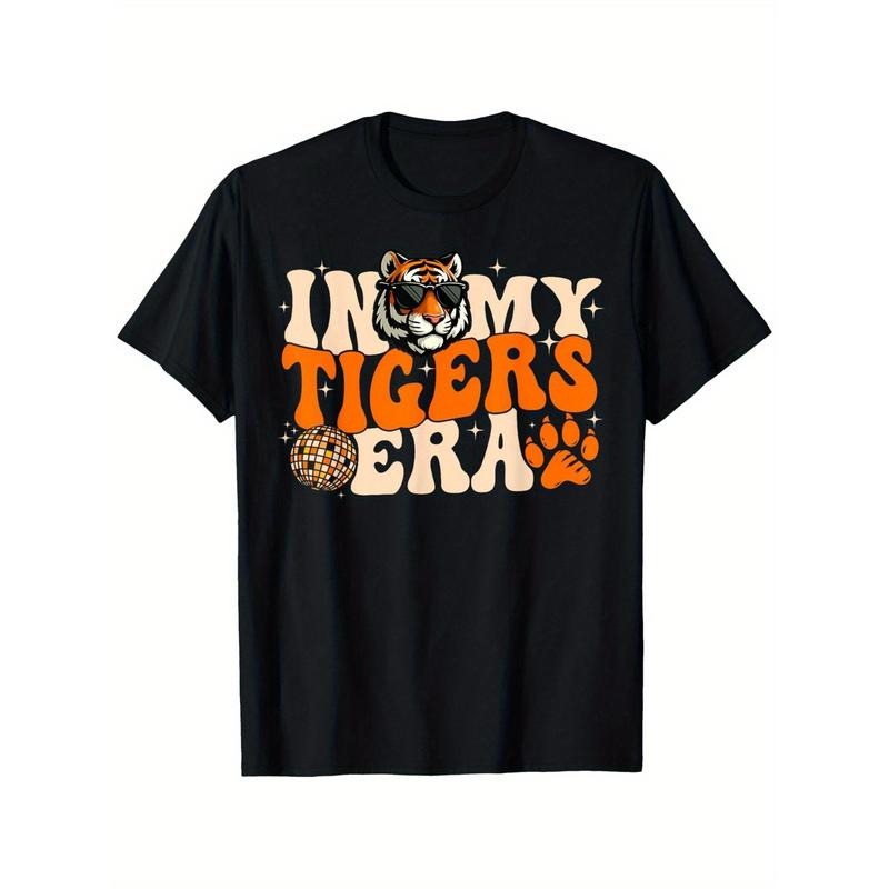 In My Tigers Era Back to School Sports Spirit Tiger Mascot T-Shirt, Suitable for All Women Outdoor Short-Sleeved T-Shirts...