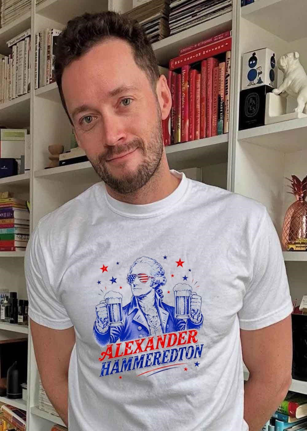 Independence Day Celebration Alexander Hammeredton Holding Two Beer Mugs T-Shirt
