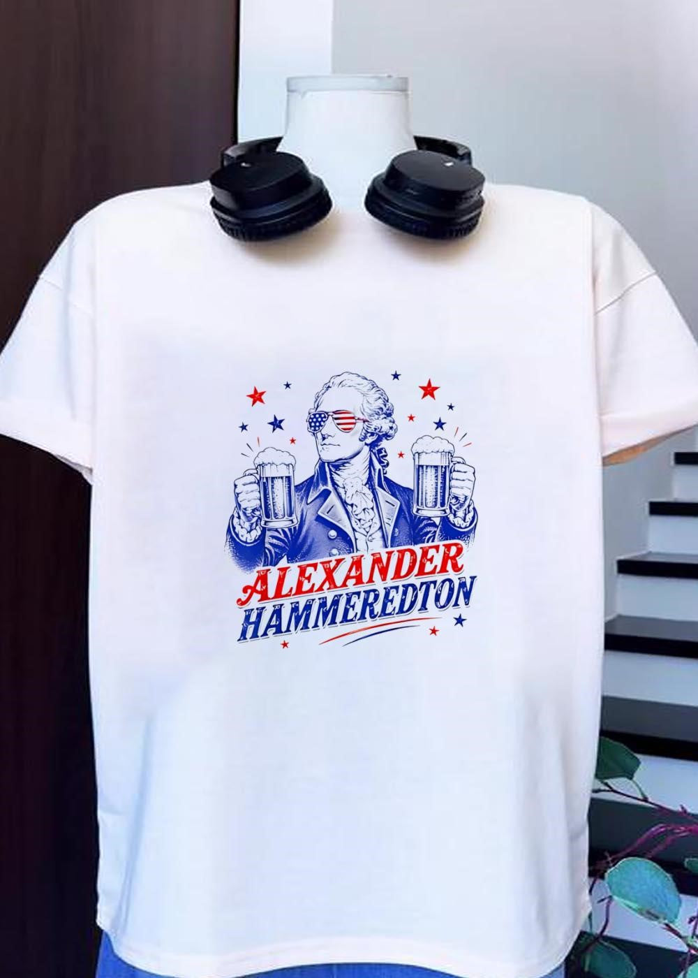 Independence Day Celebration Alexander Hammeredton Holding Two Beer Mugs T-Shirt