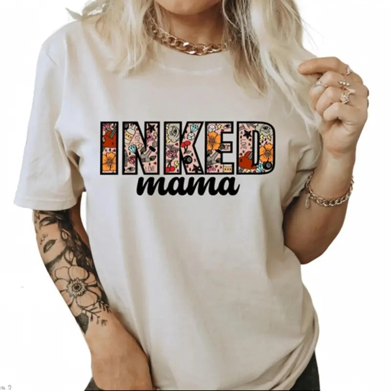 Inked Mama casual cotton t-shirt for tattoo-loving mamas. Makes a great gift for Mother's Day or any occasion. Hoodie,...