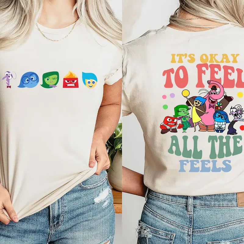Inside Out It's Okay To Feel All The Feels Shirt, Mental Health shirt, Inclusion Shirt, Speech Therapy Shirt, BCBA Shirt,...