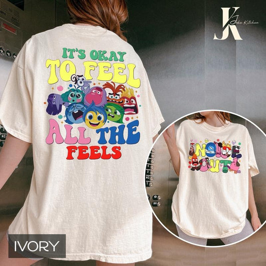 Inside Out It's Okay to Feel All the Feels Shirt, Mental Health Shirt, Inclusion Shirt, Speech Therapy Shirt, Bcba Shirt, Para Shirt, Inside Out Shirt, Core Memory Day, Therapy Shirt, Its Okay To Feel, Psychologists Shirt