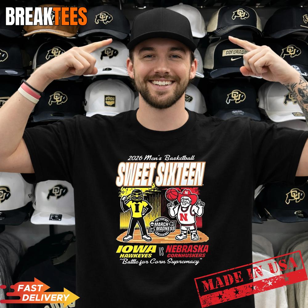 Iowa Hawkeyes vs Nebraska Cornhuskers 2026 Men’s Basketball Sweet Sixteen Shirt